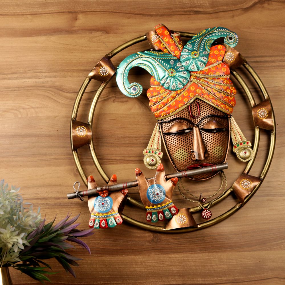 Painted Krishna Wall Ring – 18 inch — view 2