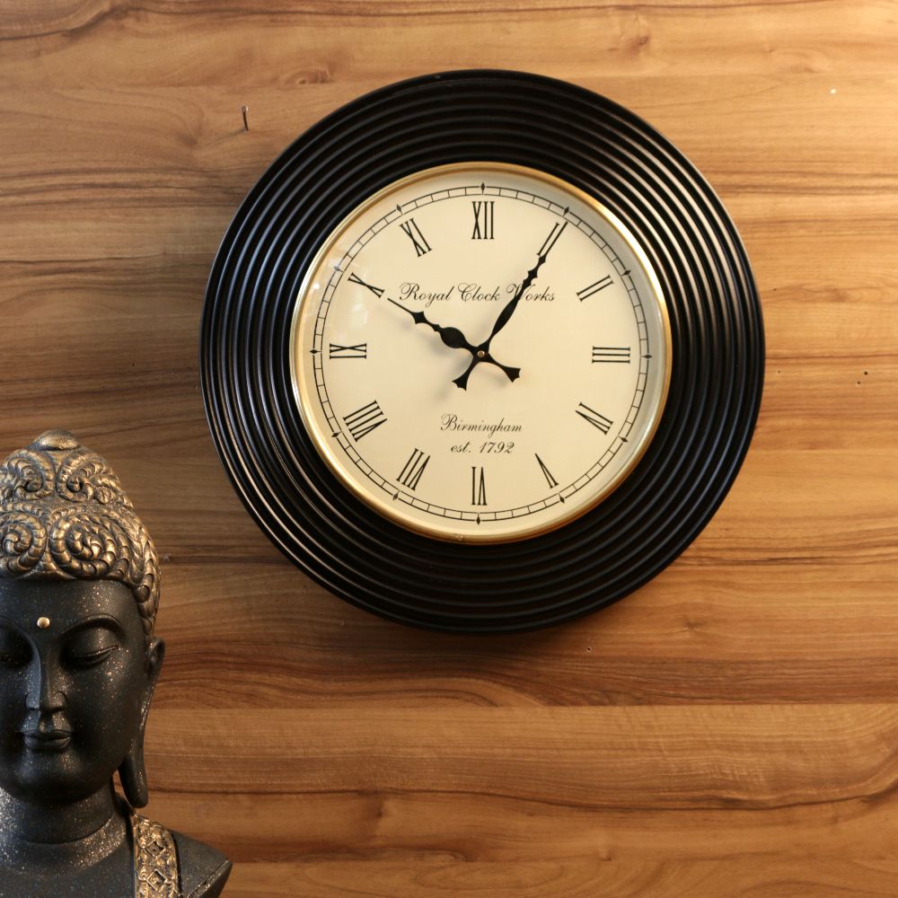 Black Ribbed Wall Clock – 18 inch — view 4