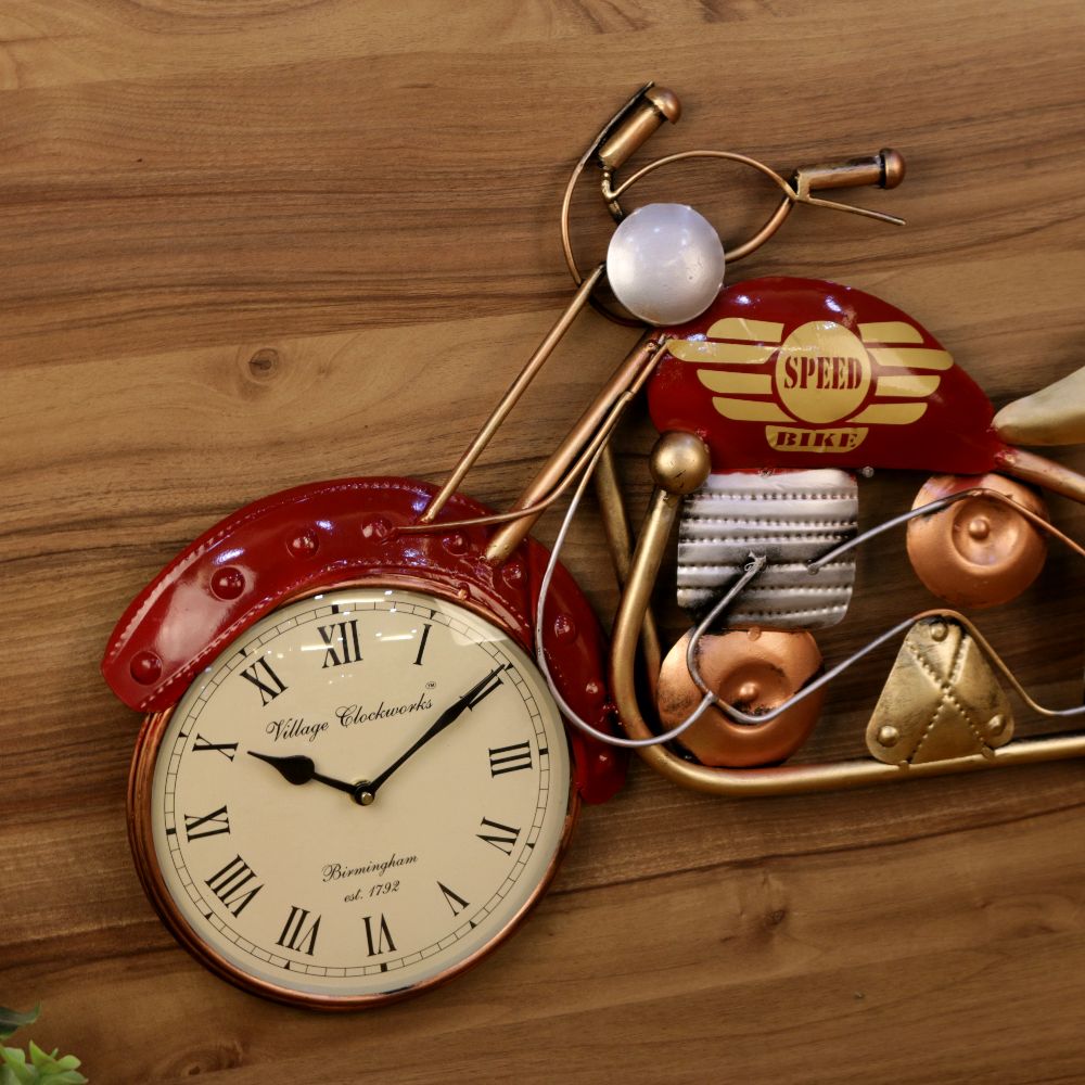 Red Motorcycle Wall Clock — view 2