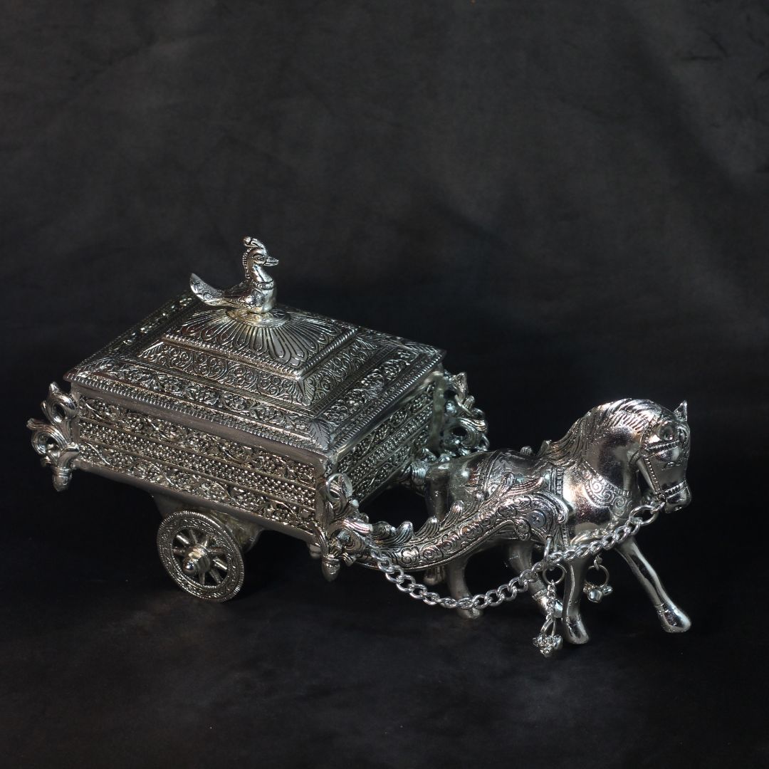 Silver-Finish Horse Cart Showpiece — view 3