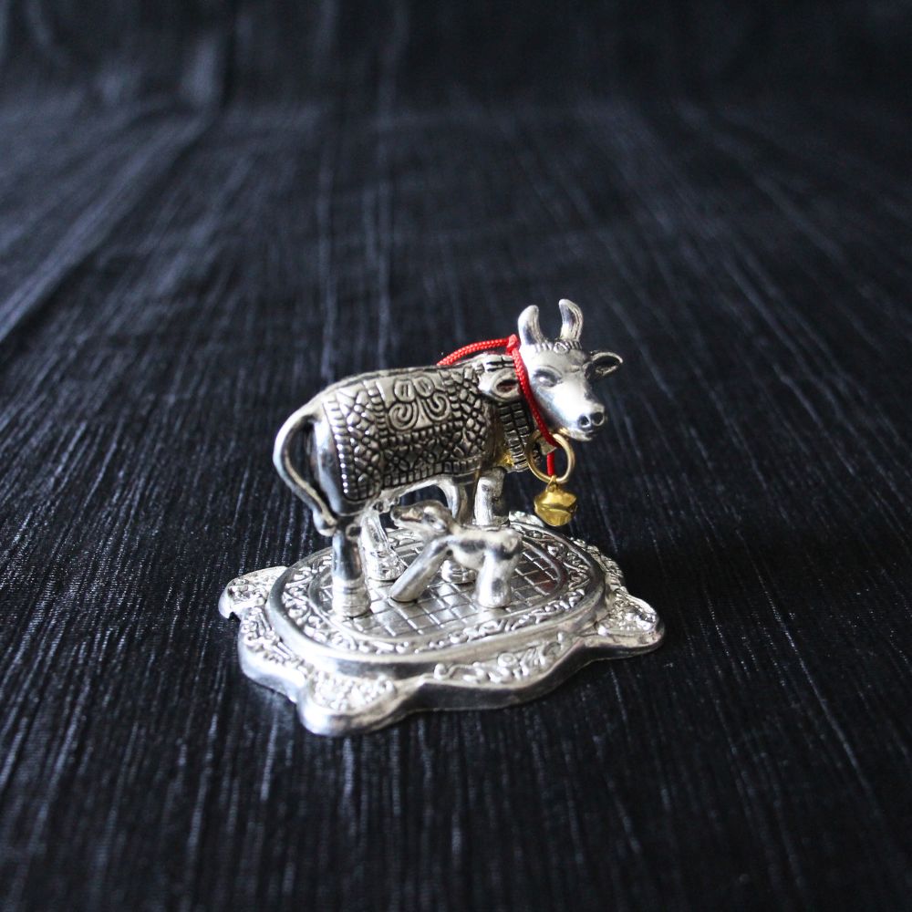 Silver-Finish Cow and Calf Idol – Small — view 7