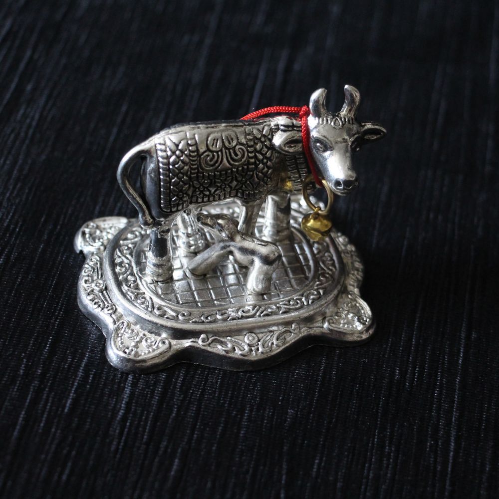 Silver-Finish Cow and Calf Idol – Small — view 4