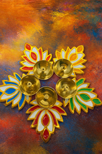 Handcrafted Colorful Lotus Diya made in India – HeritageKosh