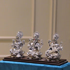 Laxmi Ganesh Saraswati Idol Set – Silver Finish, Boxed — view 2