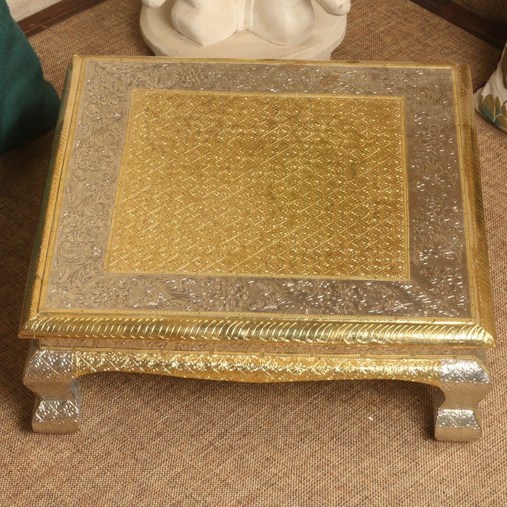 Golden Silver Chowki – 18 x 18 inch — view 2