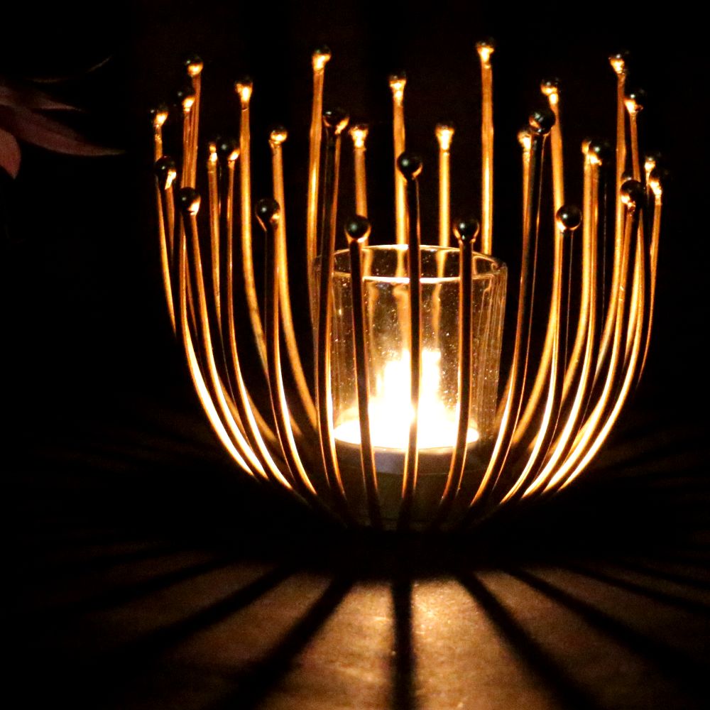 Wire Bowl Tealight Holder with Glass — view 2