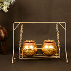 Jhula Matki Set on Golden Swing Stand — Antique gold tone
