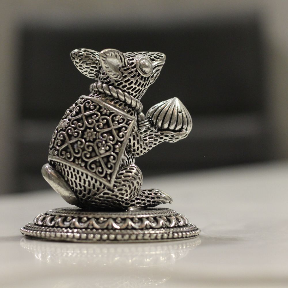 Mushak Figurine – Oxidised Silver Finish, Small