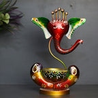 Painted Ganesh Tealight Holder – Red/Green