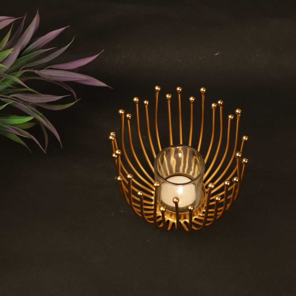 Wire Bowl Tealight Holder with Glass — view 4