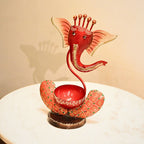 Painted Ganesha Tealight Holder – Red — view 2