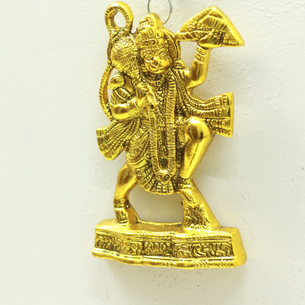 Flying Hanuman Ji Wall Hanging – Gold Finish — view 4