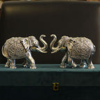 Silver-Clad Elephant Pair – 6 inch
