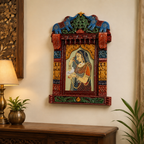 Painted Wooden Jharokha Wall Hanging – 27 inch