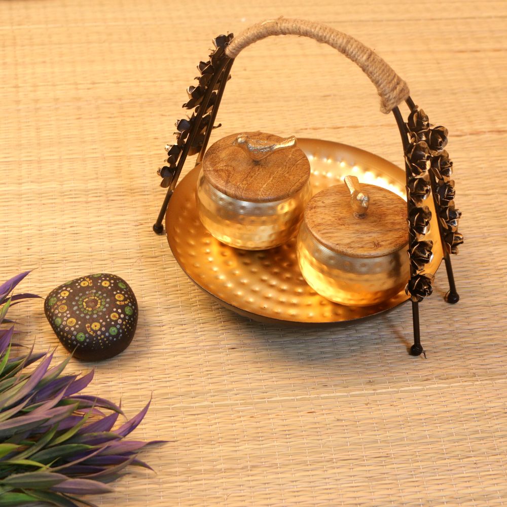 Rose Arch Basket with Lidded Bird Bowl — view 5
