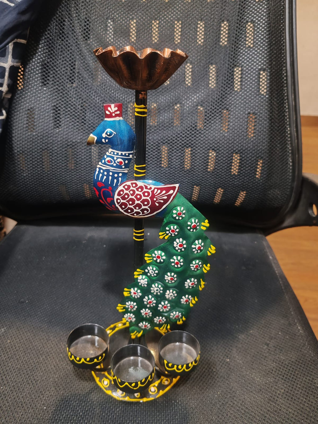 Painted Peacock Tealight Holder