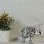 Silver-Finish Elephant Figurine – Medium — view 3