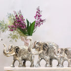 Silver-Finish Elephant Figurines – Set of 3 — view 2