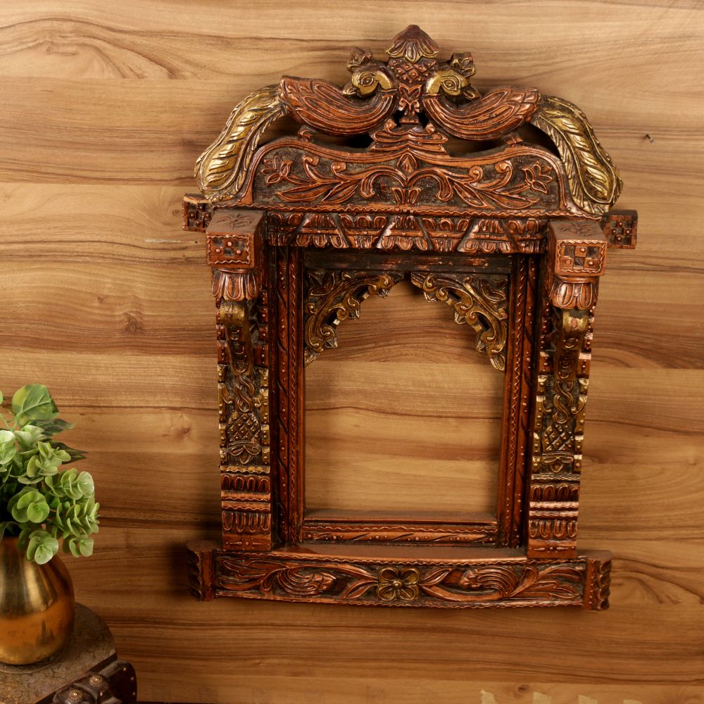 Carved Wooden Jharokha – 27 inch — view 2