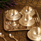 Silver Four Cup and Saucer Set with Tray — view 2