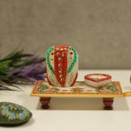 Marble Ganesh Chowki with Diya