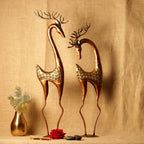 Iron Reindeer – Set of 2, 37 inch — Copper and antique gold with cutwork bodies