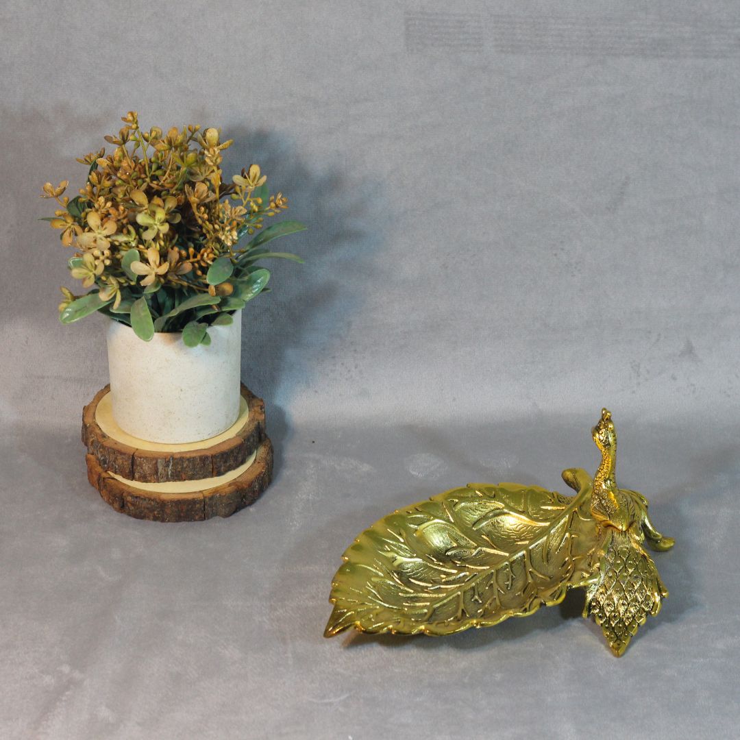 Peacock Leaf Serving Platter – Gold Finish — view 4