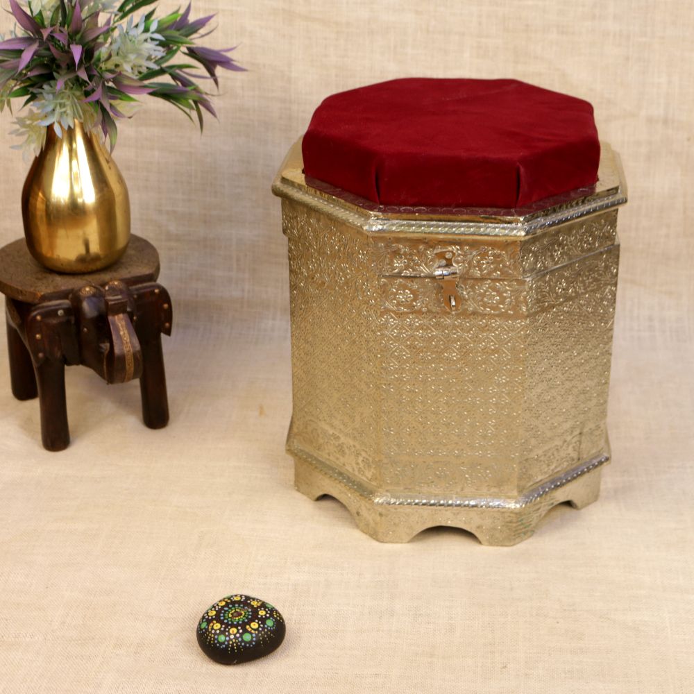 Embossed Silver Tunkey Stool — view 2