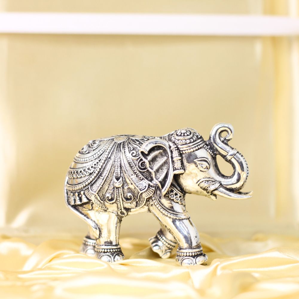 Silver-Finish Elephant Figurines – Set of 2 — view 4