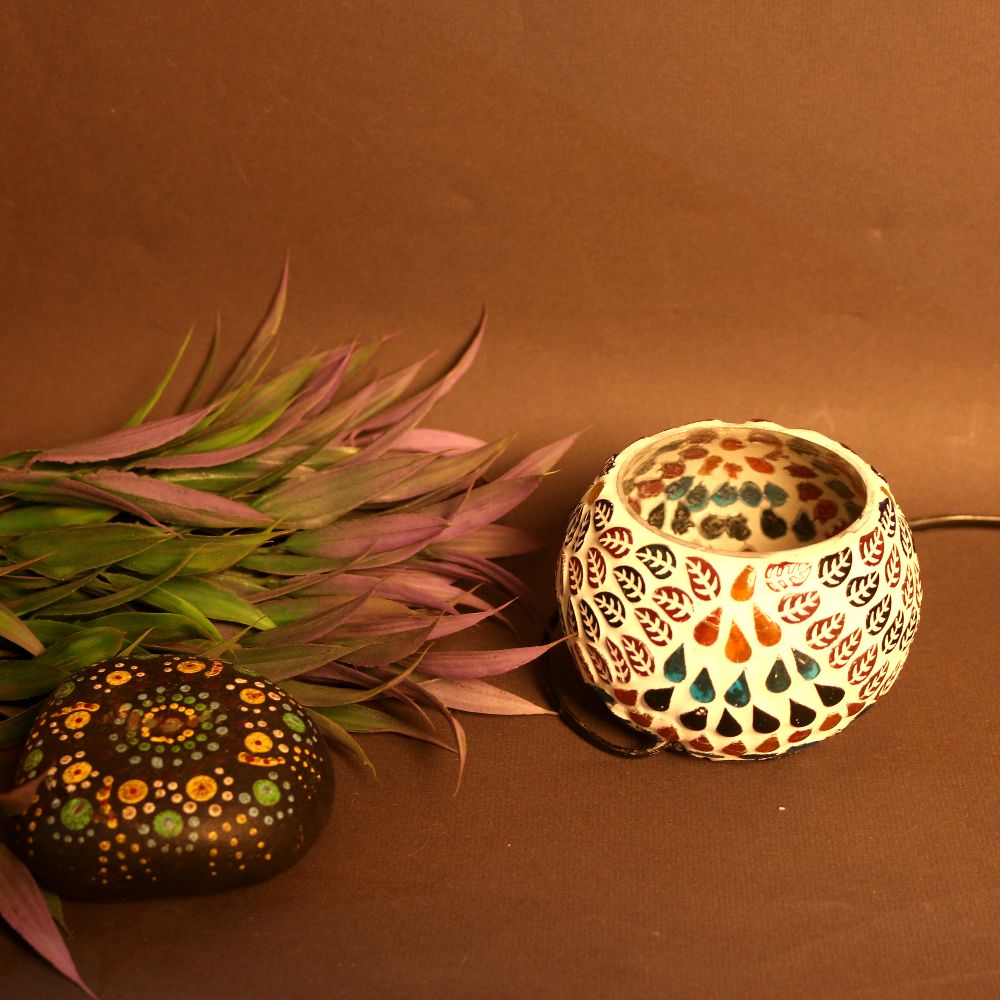 Round Mosaic LED Candle Holder