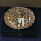 German Silver Pooja Thali Set – 7 Pieces with Gift Box — German silver with an antique finish