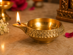 Kuber Deep – Traditional Brass-Toned Pooja Oil Lamp in Medium & Large Sizes