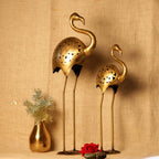 Netted Bagula Tealight Stand – Set of 2 — Antique gold with black beaks and feet