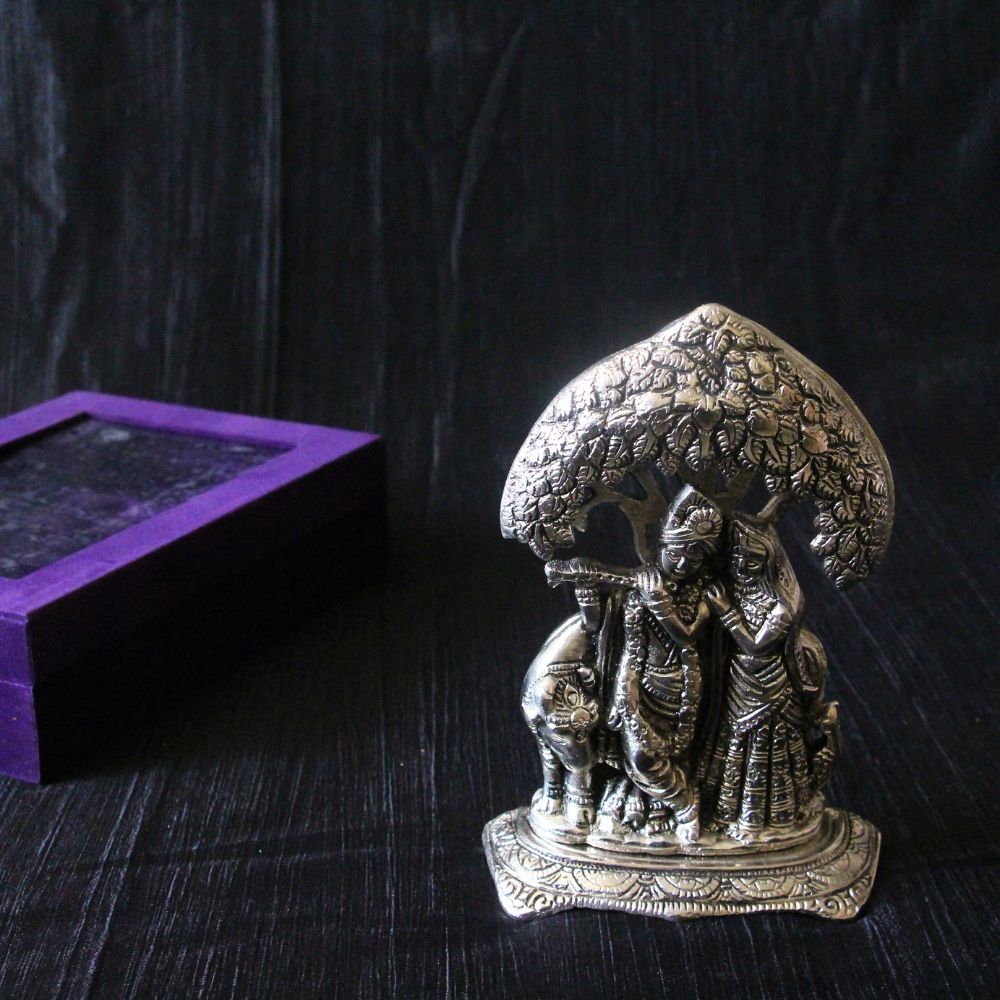 Radha Krishna Under Tree Idol – 8 inch — view 5