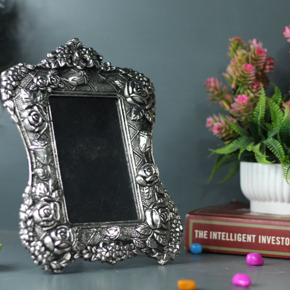 Rose Scroll Photo Frame – Silver Finish