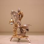 Double Ghanti Diya Stand – Gold Finish