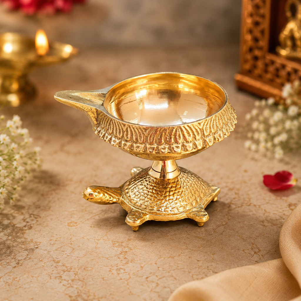 Kuber Kachua Diya – Traditional Tortoise Pooja Lamp for Mandir & Festive Décor