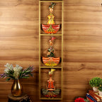 Painted Musician Wall Frame – Set of 3 — Gold-tone frame with multicolour painted figures