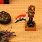 Wooden Ashok Pillar Natural Polish with Flag – 6 inch — view 4