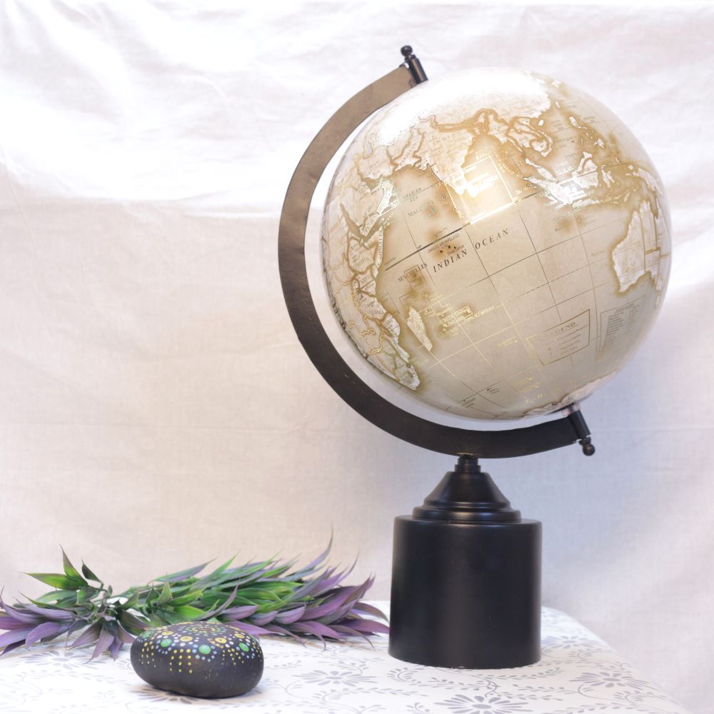 White Desk Globe on Iron Stand – 16 inch — view 3