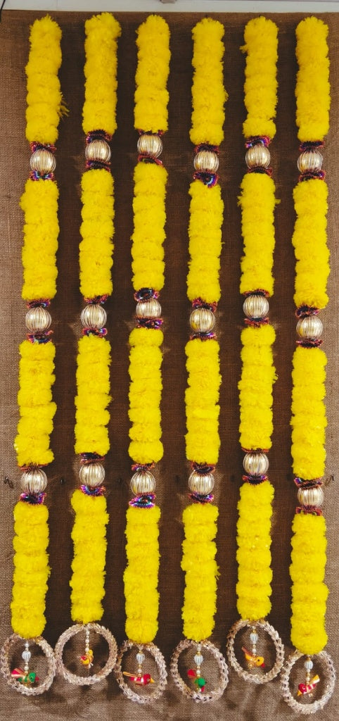Traditional Yellow Marigold Hangings – Set of 6