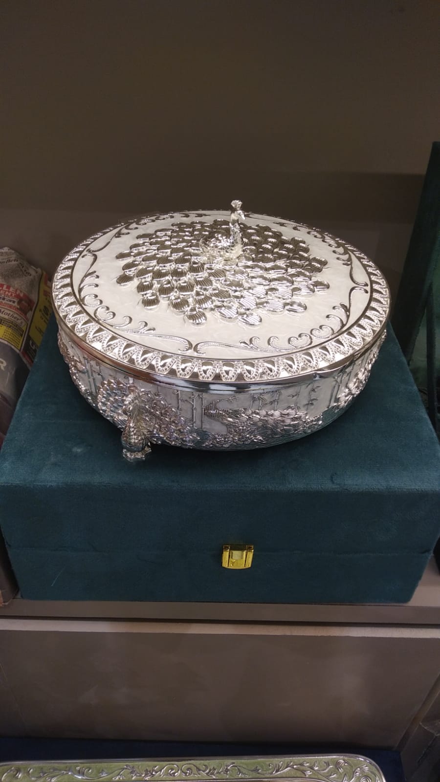 Round Dryfruit Box with Lid – Boxed — Antique silver tone