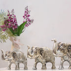 Silver-Finish Elephant Figurines – Set of 3 — view 3