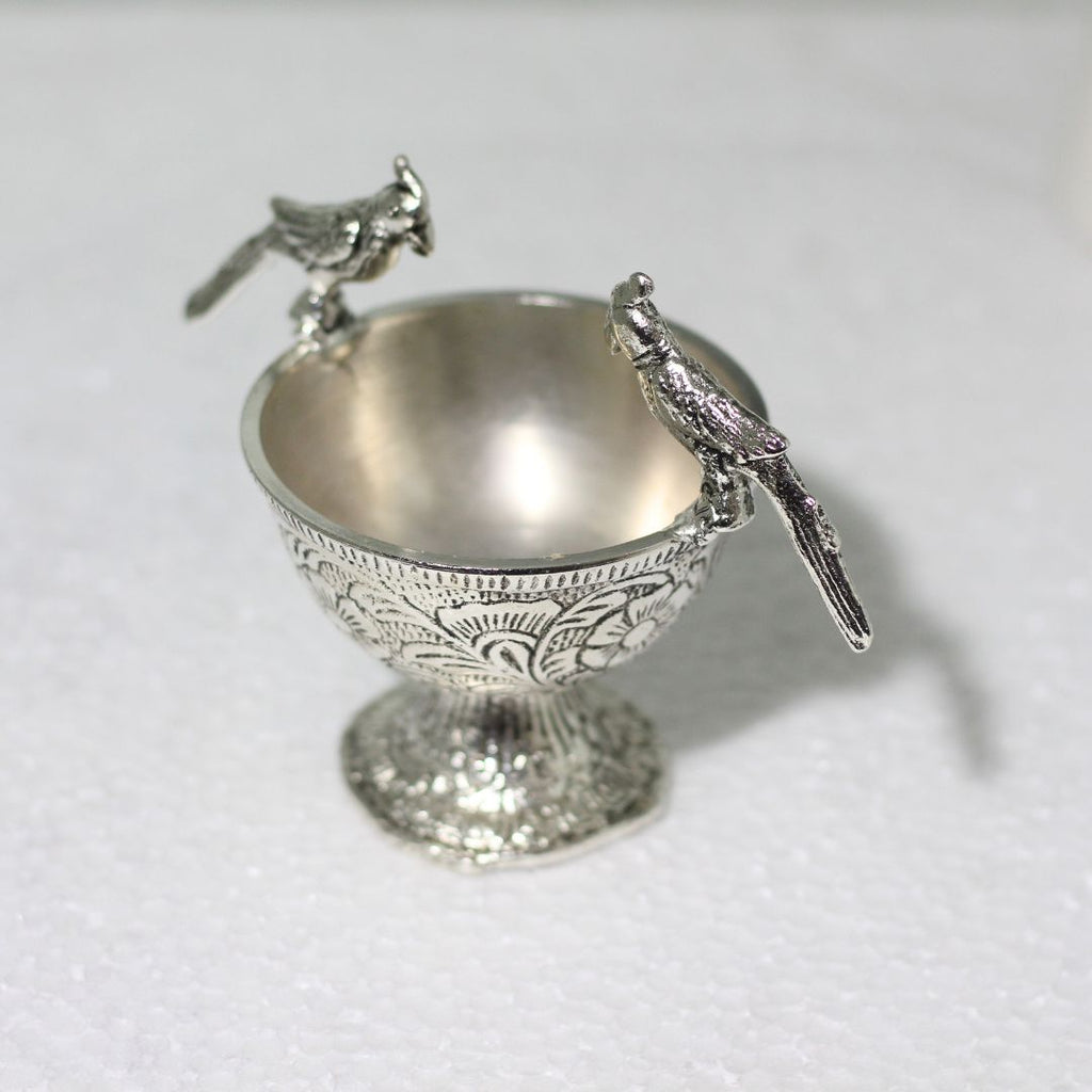 Silver-Finish Parrot Bowl