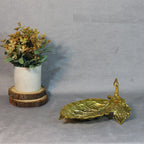 Peacock Leaf Serving Platter – Gold Finish — Antique gold tone