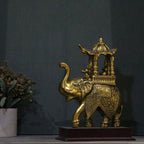 Ambabari Elephant on Wooden Base – Gold Finish — view 4