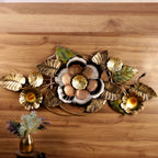 Sunflower Wall Art Panel — Antique gold and pewter with green leaf detailing