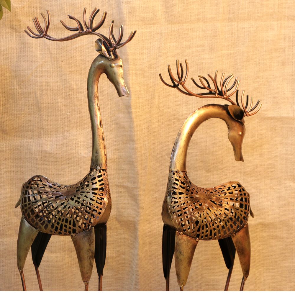 Painted Deer Tealight Stand – Set of 2 — view 4