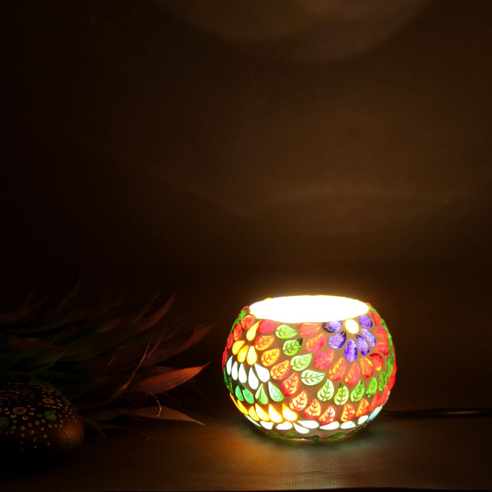 Round Mosaic LED Candle Holder