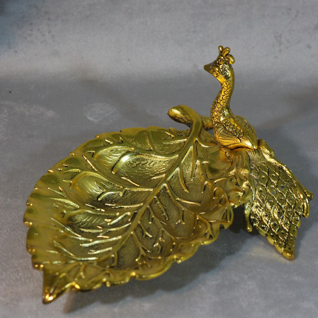 Peacock Leaf Serving Platter – Gold Finish — view 2